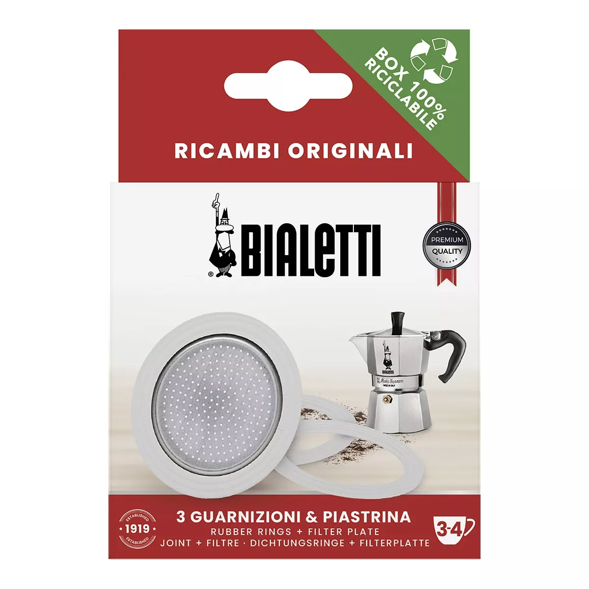 Bialetti - Repuesto De 3 Juntas + 1 Filtro Para Cafeteras Moka Express Blanco Barato