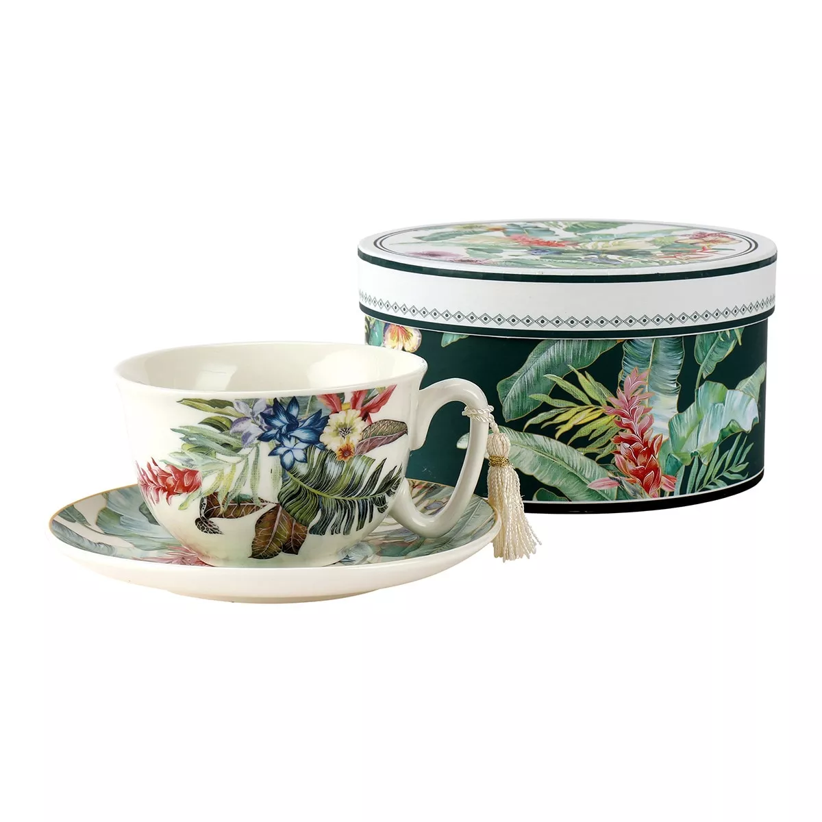 El Corte Inglés - Taza De Té Con Plato Flor Tropical Multicolor barato