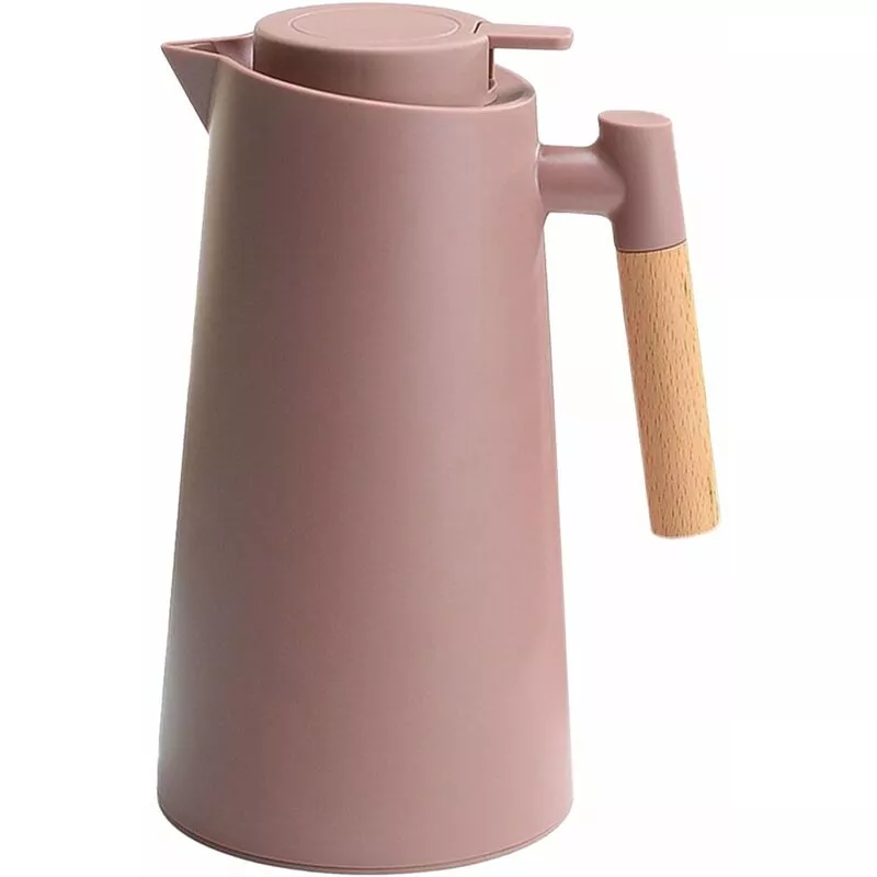 Jarra De Café Térmica De 1 L, Cafetera Al Vacío De Doble Pared, Jarra Térmica, Termo Con Mango De Madera, Hervidor De Agua, Termo Aislado, Jarra De En Oferta Jarra De Café Térmica De 1 L