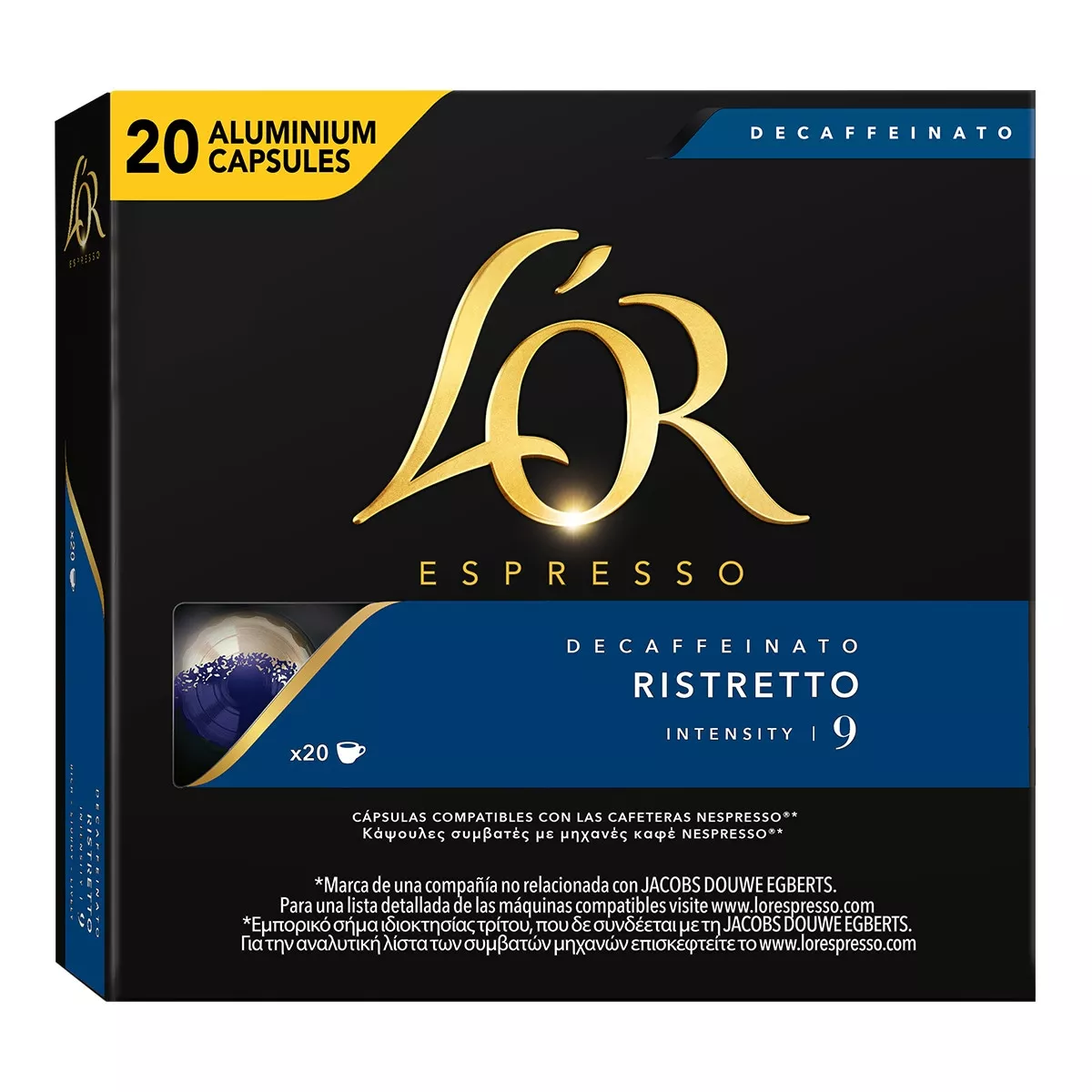 L'Or Espresso - Estuche 20 Cápsulas Café Decaffeinato Ristretto Intensidad 9 Compatibles Con Máquinas Nespresso En Oferta L'Or Espresso - Estuche 20 Cápsulas Café Decaffeinato Ristretto Intensidad 9 Compatibles Con Máquinas Nespresso Barato