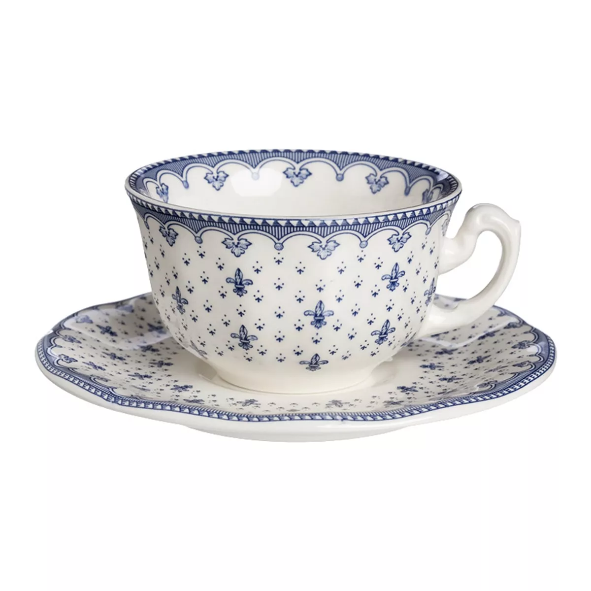 La Cartuja De Sevilla - Taza De Té Con Plato Flor De Lis Azul barato