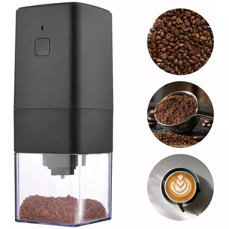 Mini molinillo de café eléctrico portátil con cámara extraíble de molienda fina gruesa ajustable para viajes en casa