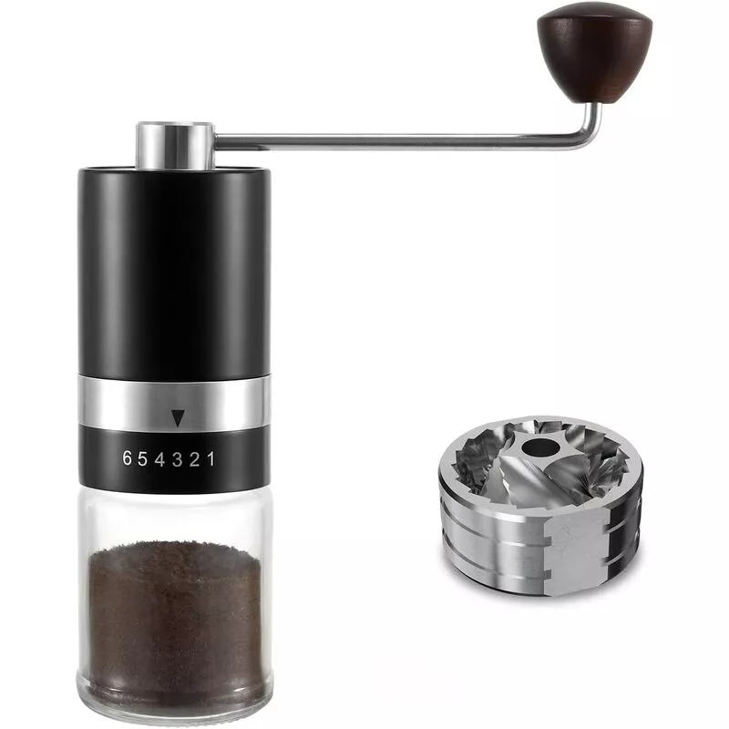 Molinillo de café manual con 6 configuraciones ajustables de acero inoxidable