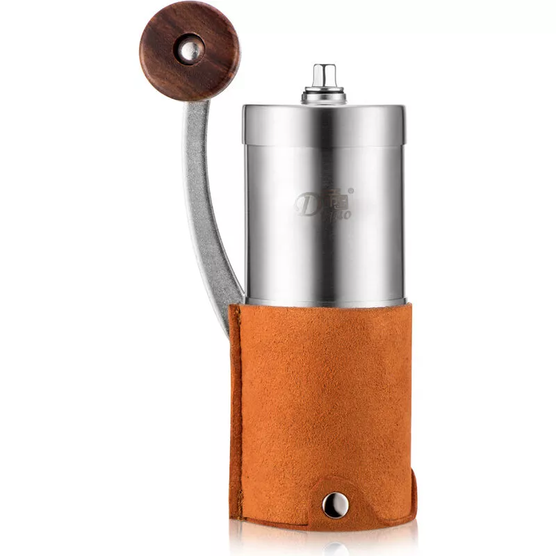 Molinillo de café manual con mango de madera y núcleo de cerámica de acero inoxidable