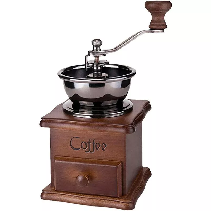 Molinillo De Café Manual De Madera Marrón Retro Con Manivela Portátil, Molinillo De Café De Diseño Antiguo, Molinillo De Café Expreso Para Granos De En Oferta Molinillo De Café Manual De Madera Marrón Retro Con Manivela Portátil