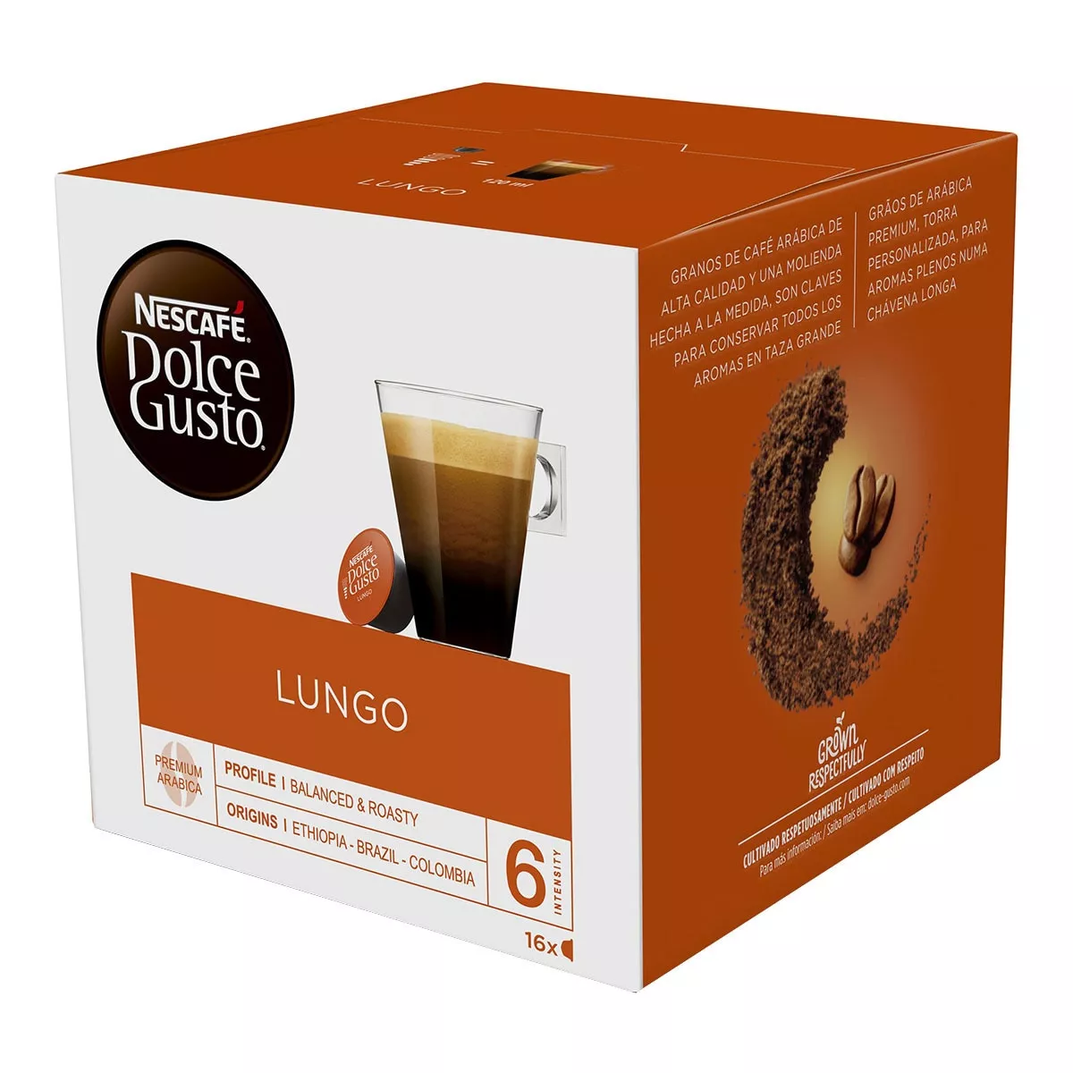Nescafé Dolce Gusto - Estuche 16 Cápsulas DOLCE GUSTO Café Lungo Premium Arábica De Ethiopía