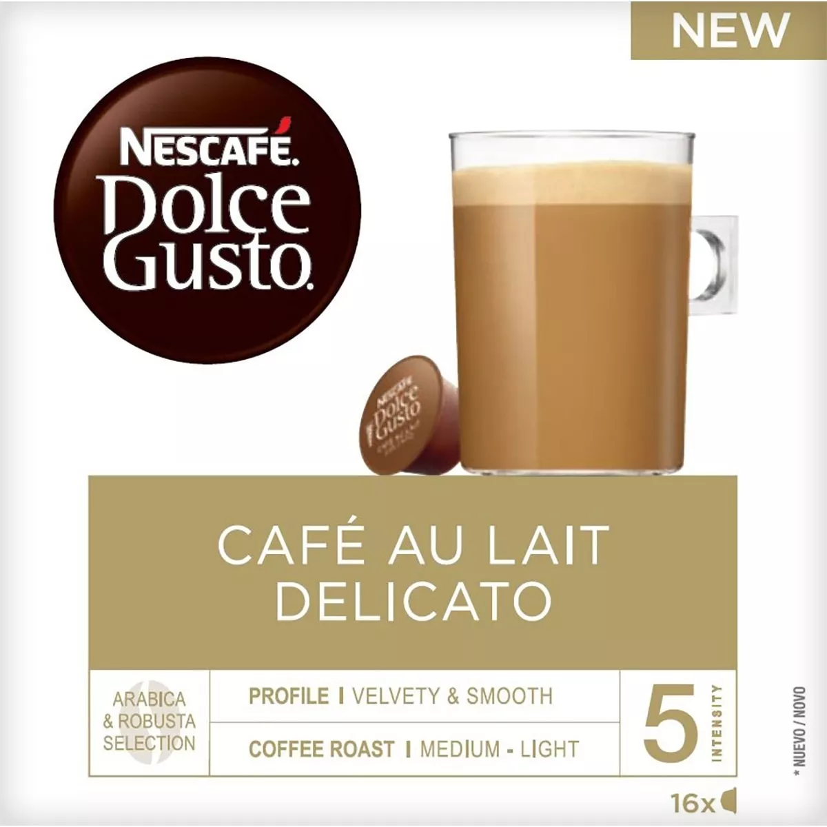 Nescafé Dolce Gusto - Estuche 16 Cápsulas NESCAFE DOLCE GUSTO Café Con Leche Delicado Arábica Y Robusta Intensidad 5 barato