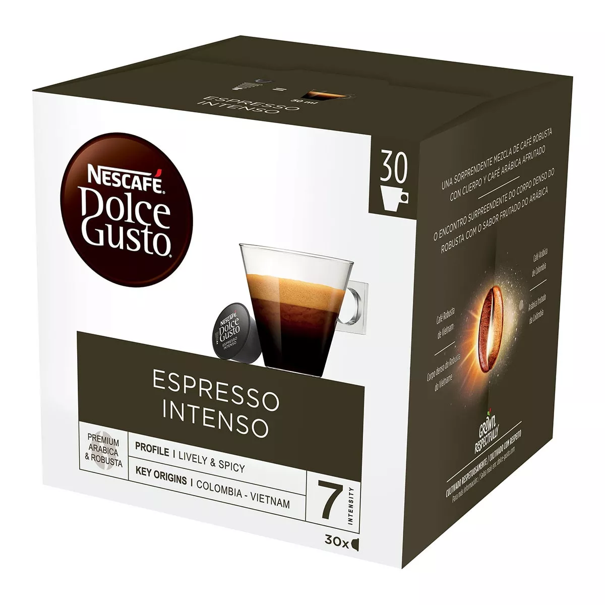 Nescafé Dolce Gusto - Estuche 30 Cápsulas NESCAFE DOLCE GUSTO Café Espresso Intenso Premium Arábica Y Robusta De Colombia Y Vietnam Intensidad 7 barato