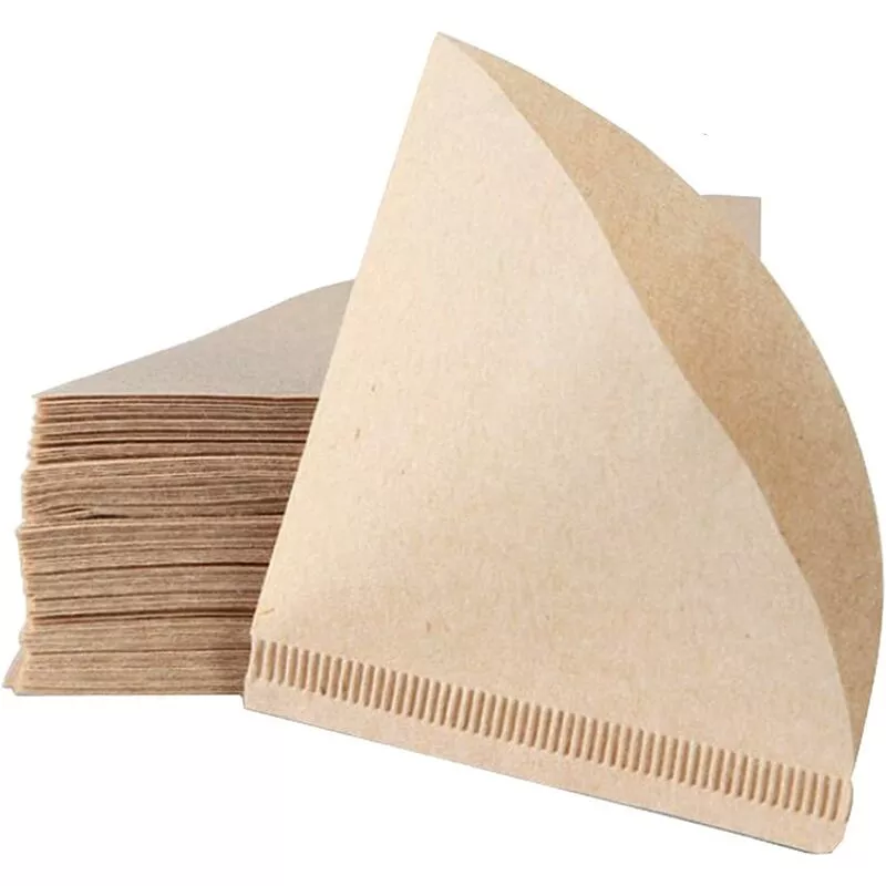 Paquete de 100 filtros de café de papel desechables sin blanquear en forma de V para V60 barato