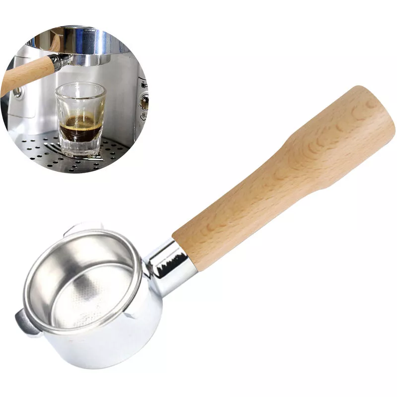 Portafiltro de café sin fondo de 54 mm con cesta de filtro y mango de madera de repuesto para máquina de café Breville 880/870/850