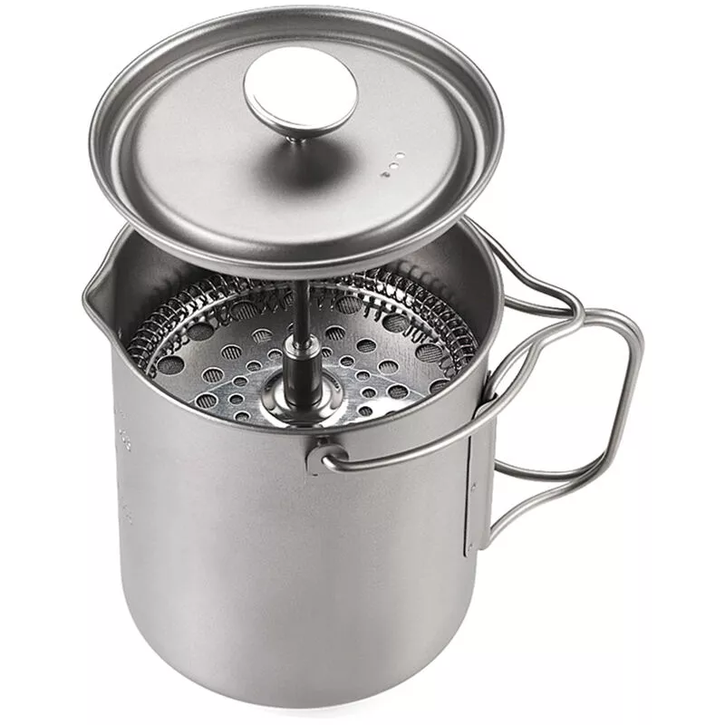 Tomshoo - Taza De Café Para Acampar De 750 Ml, Cafetera De Titanio, Olla De Prensa Francesa Con Tapa, Utensilios De Cocina Para Exteriores, Solo Olla En Oferta Tomshoo - Taza De Café Para Acampar De 750 Ml